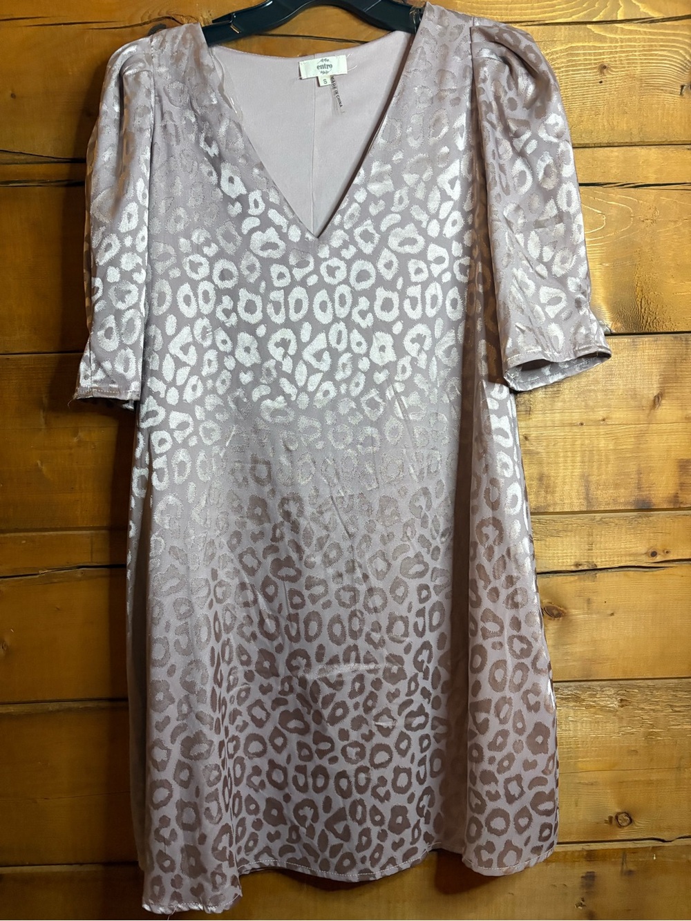 entro goldish Leopard-Print Mini satin like Dress size small